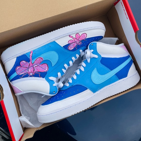 CUSTOM DRAGONFLY NIKE COURT VISION MIDS - Picture 5 of 7